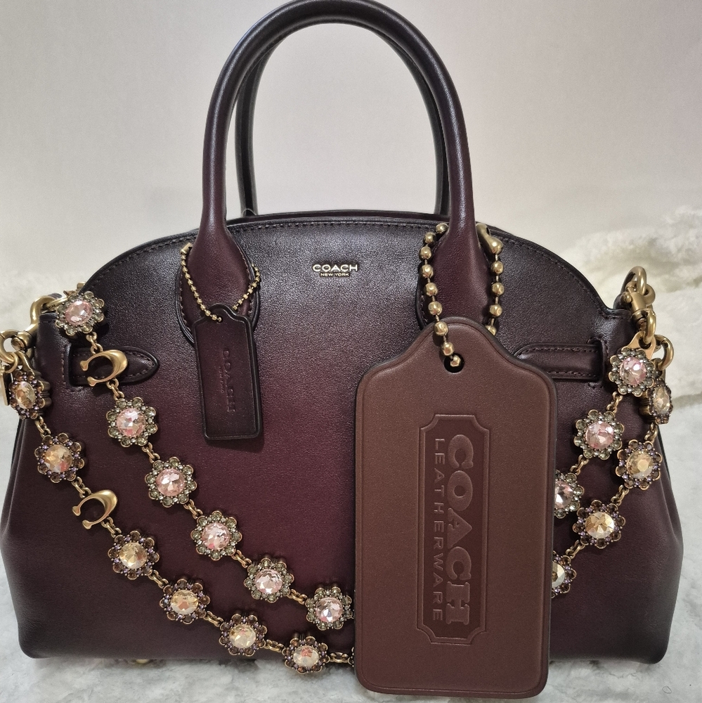 Brand New! Tags Attached! Coach Brown Leather Key Holder with Gold Chain - Picture 5 of 5